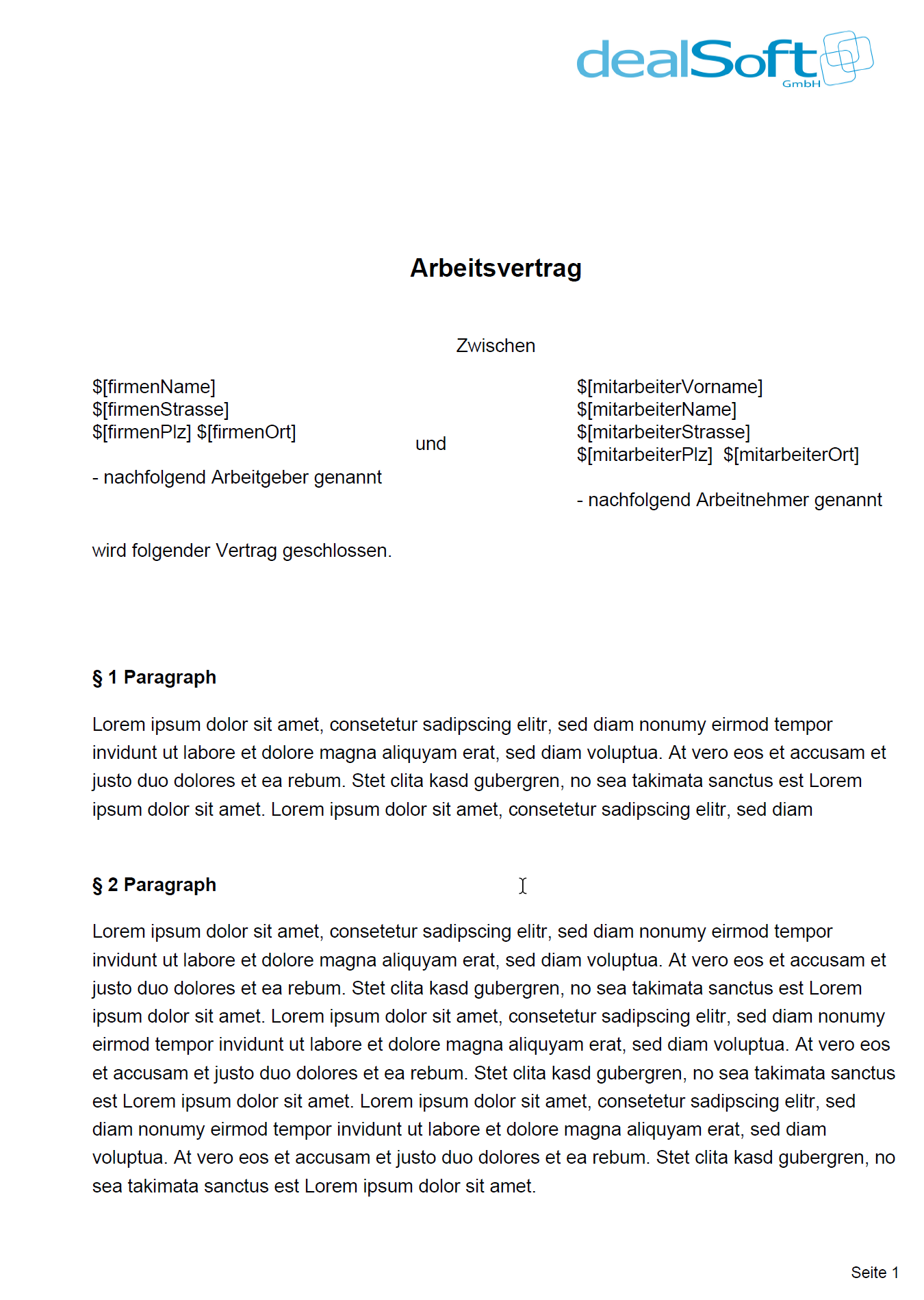 Vertragsvorlage drucken
