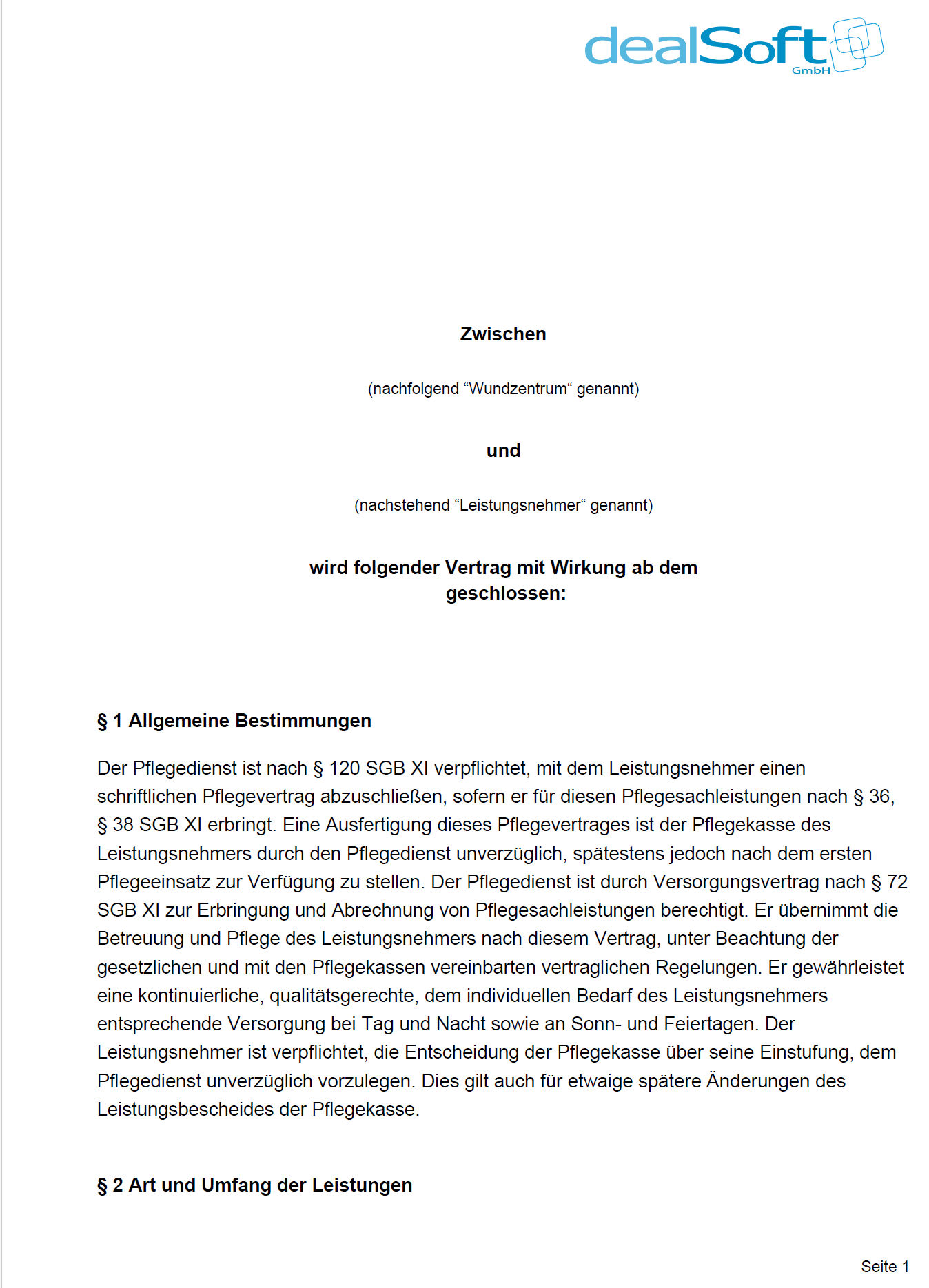 Vertragsvorlage drcken